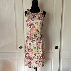 MAZOOMA FLORAL PRINT SHEATH BUSINESS HIGH NECK DRESS